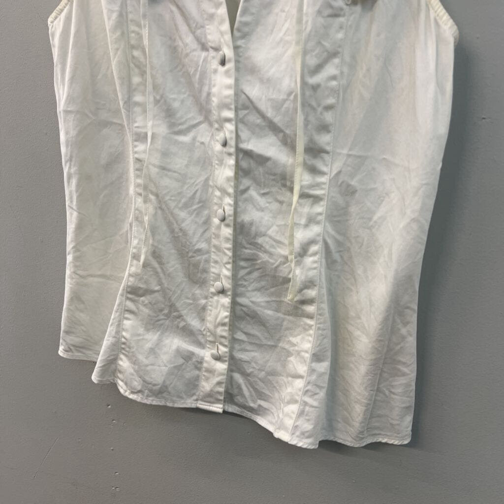Free People White Short Ruffle Sleeve Button Down Top Small