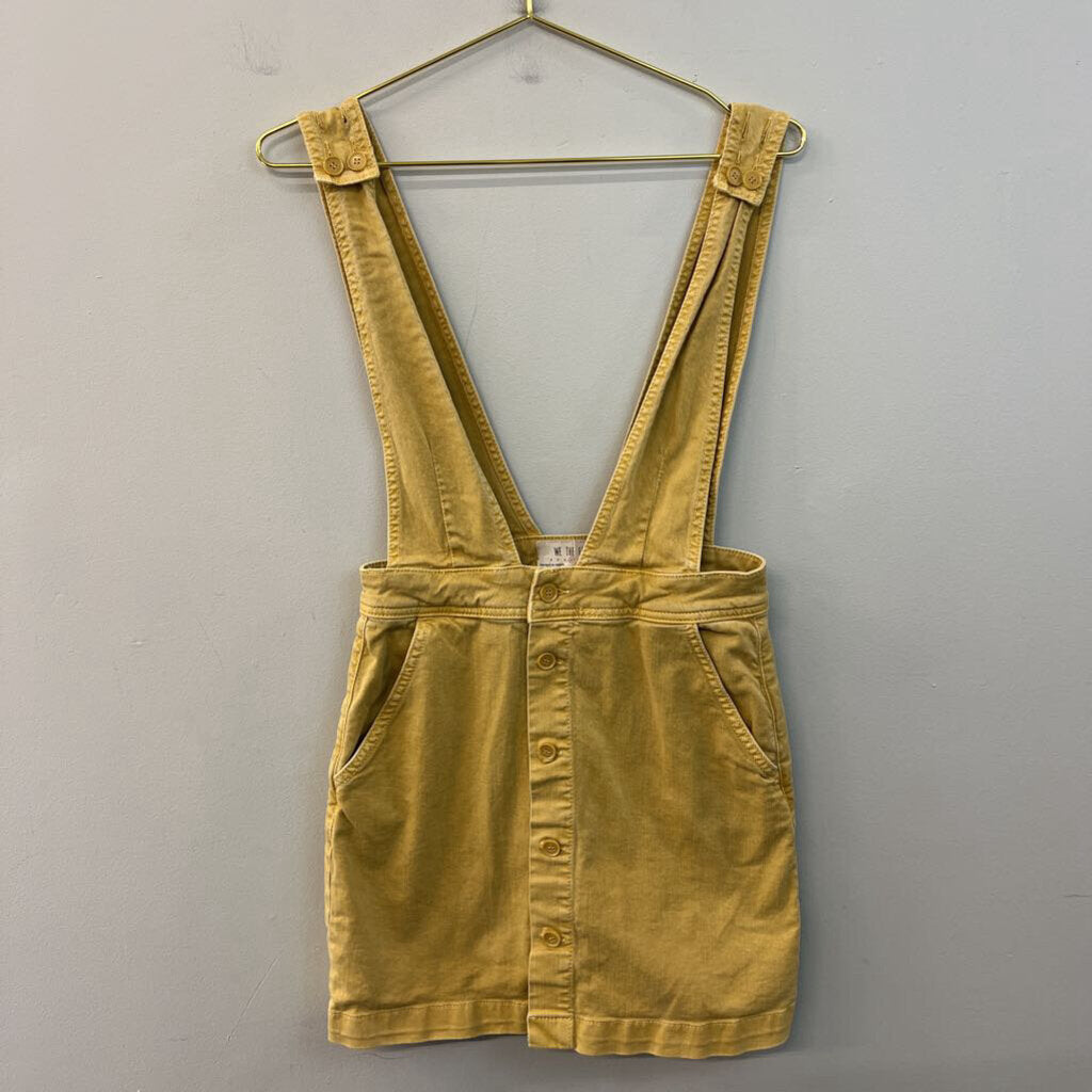 We The Free Yellow Denim Button Front Overall Dress 6