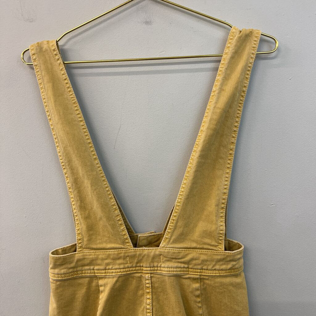 We The Free Yellow Denim Button Front Overall Dress 6