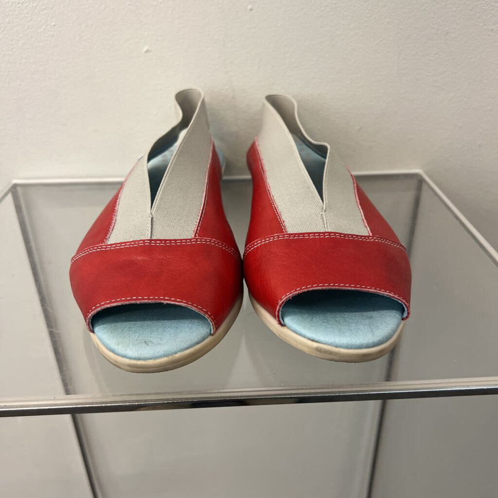 Cloud Red/ Grey Open Toe Sling Back Flats 39