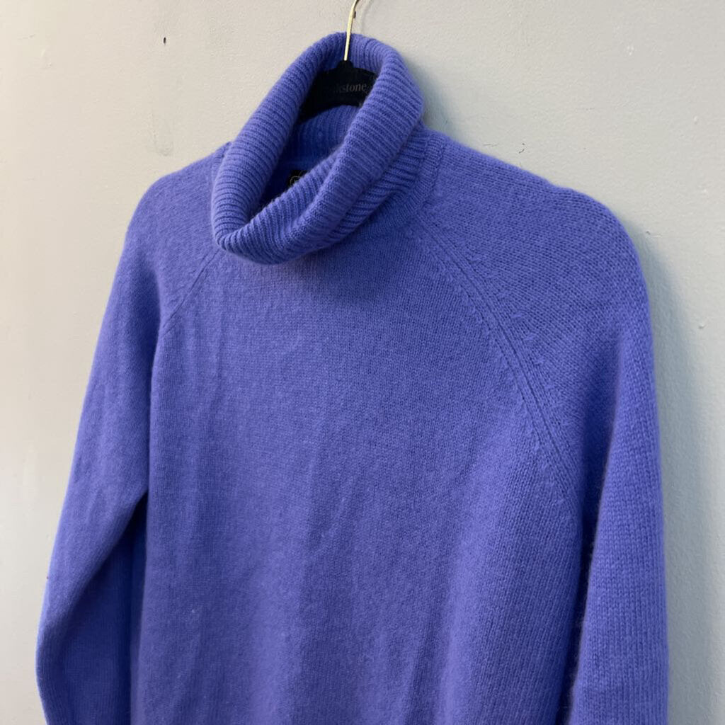 Jeanne Pierre Blue Knit Turtleneck Sweater Medium