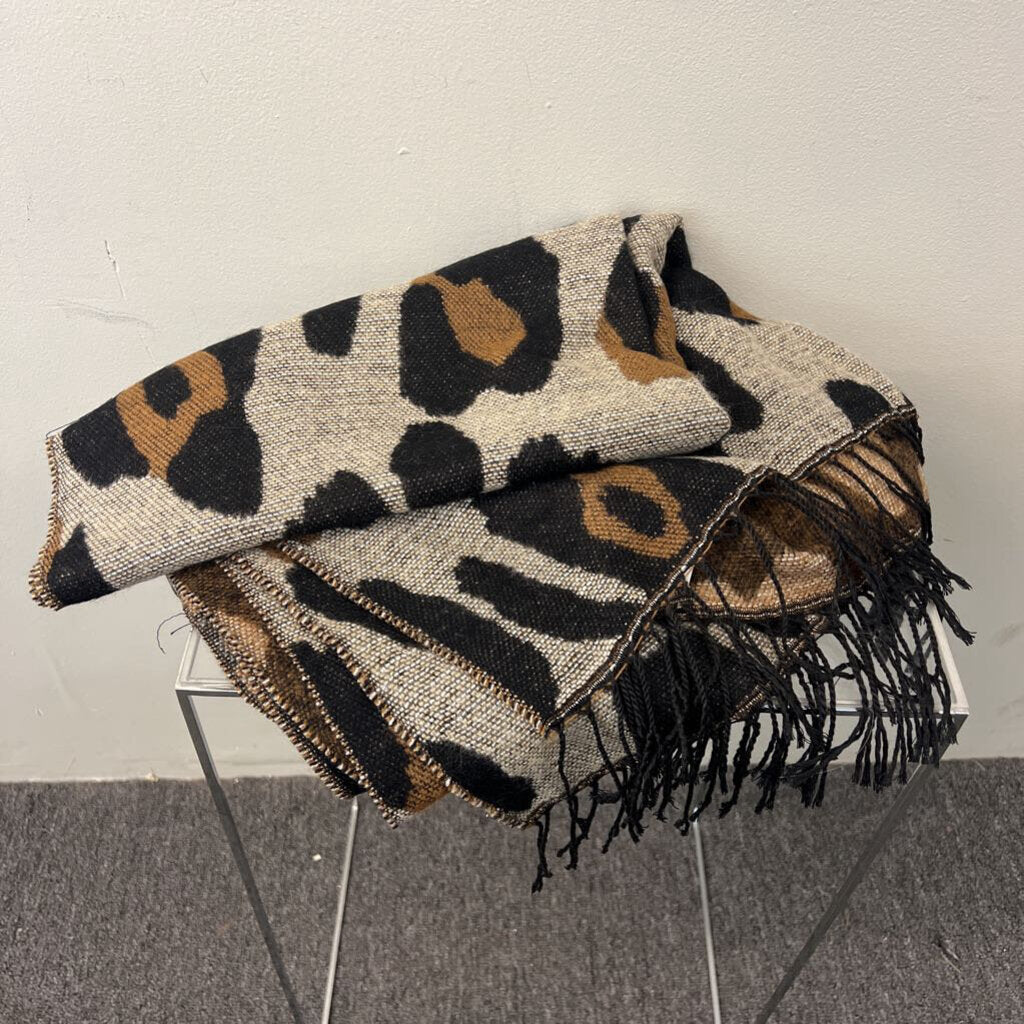 Brown/ Black Leopard Print Scarf