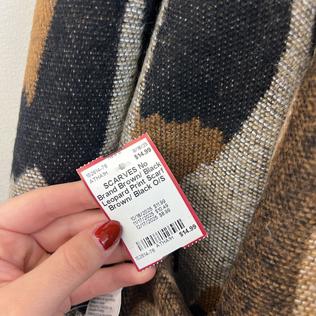 Brown/ Black Leopard Print Scarf