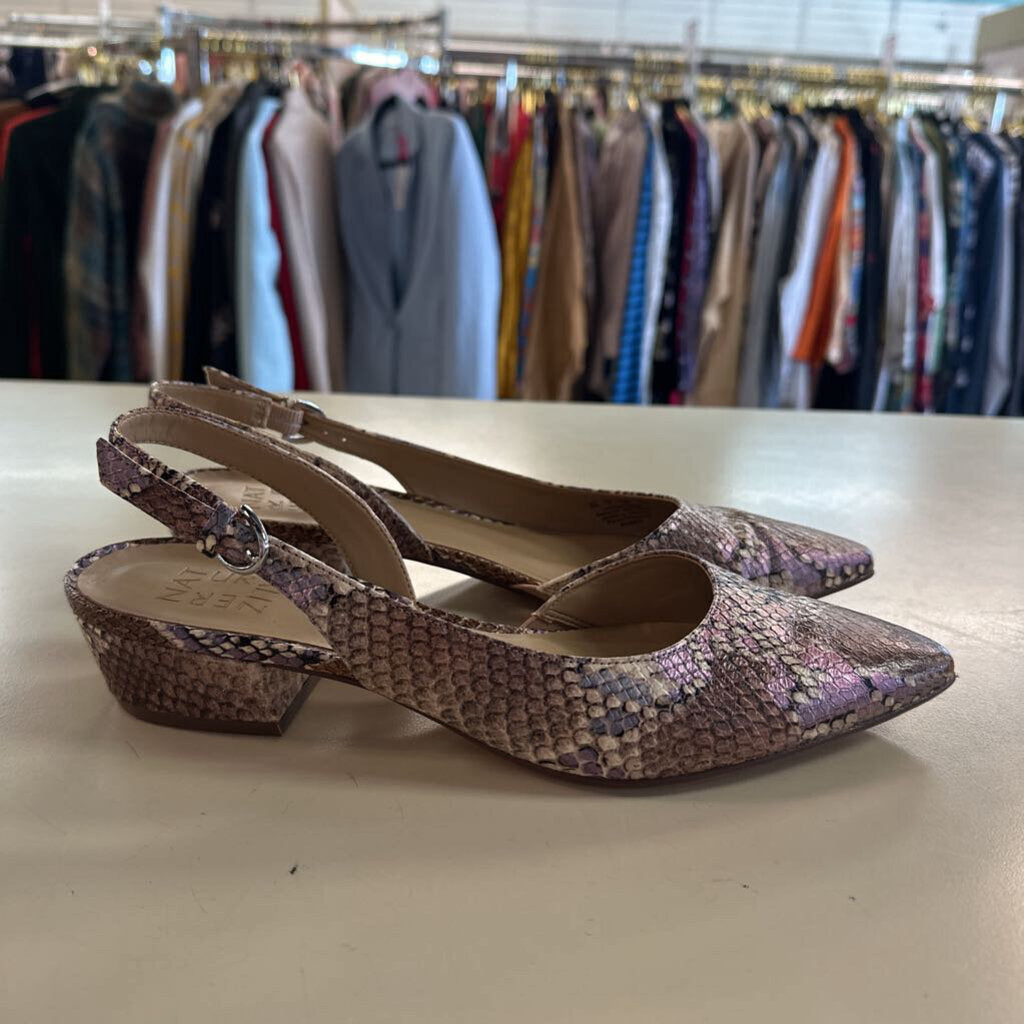 Naturalizer Brown Snakeskin Print Banks Slingback Pumps 9