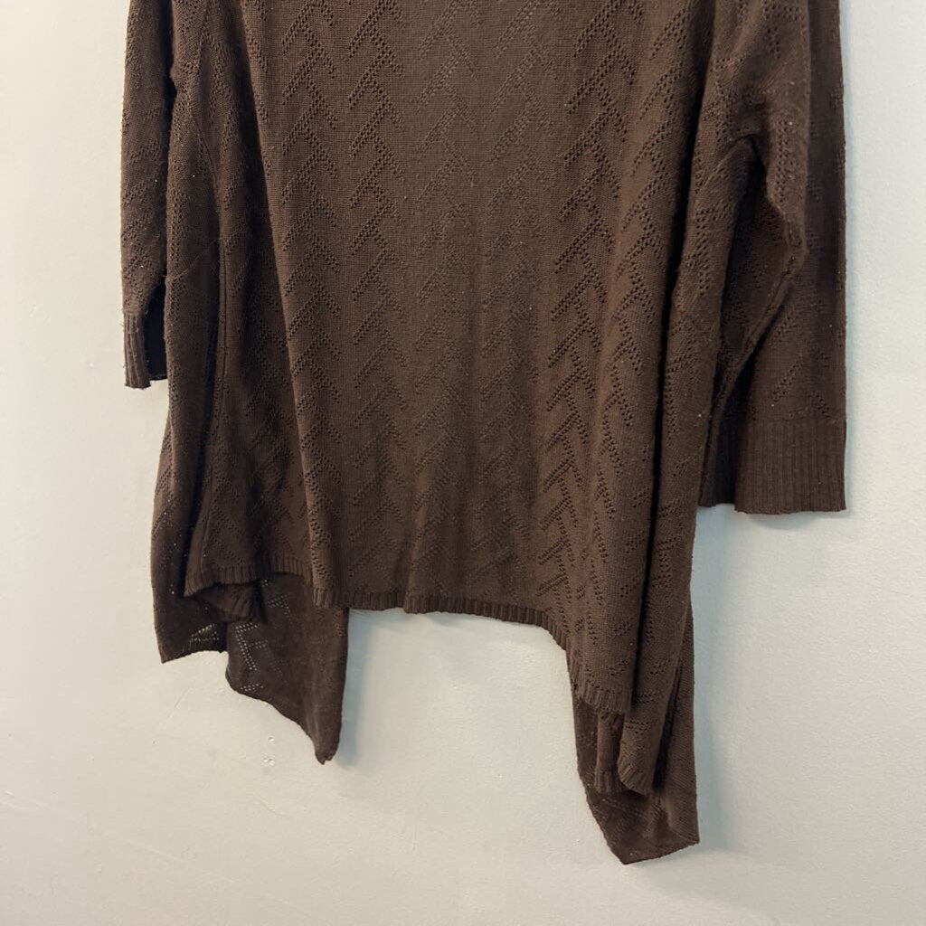 Kim Rogers Brown Knit Open Front Sweater Top Medium