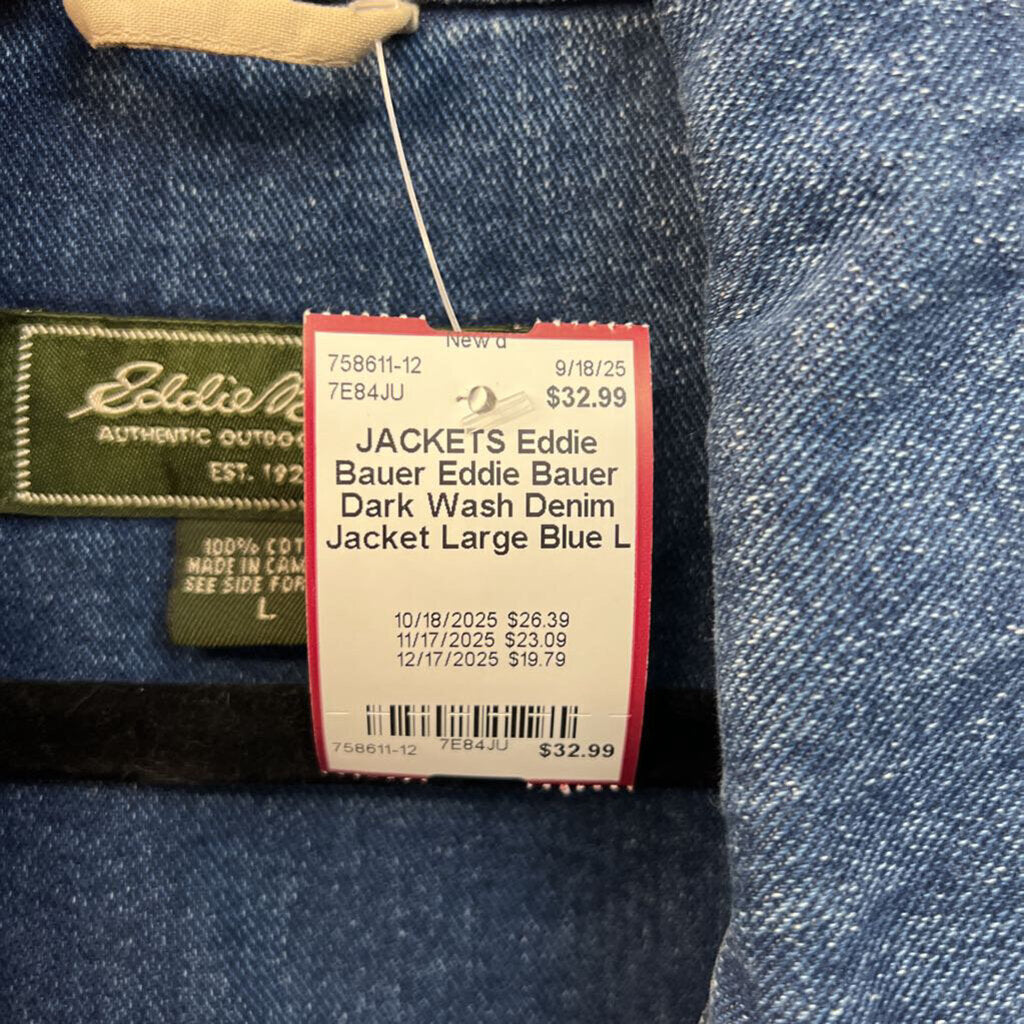 Eddie Bauer Dark Wash Denim Jacket Large