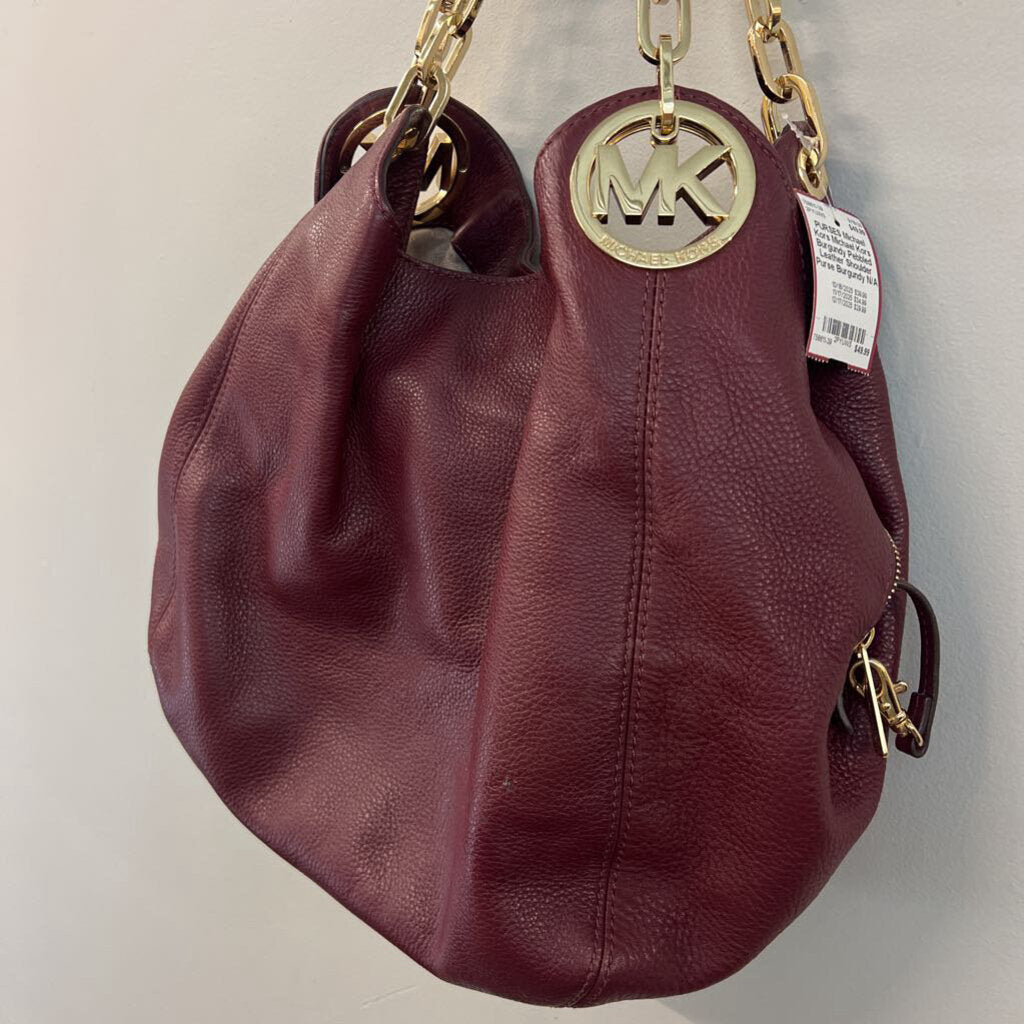 Michael Kors Burgundy Pebbled Leather Shoulder Purse