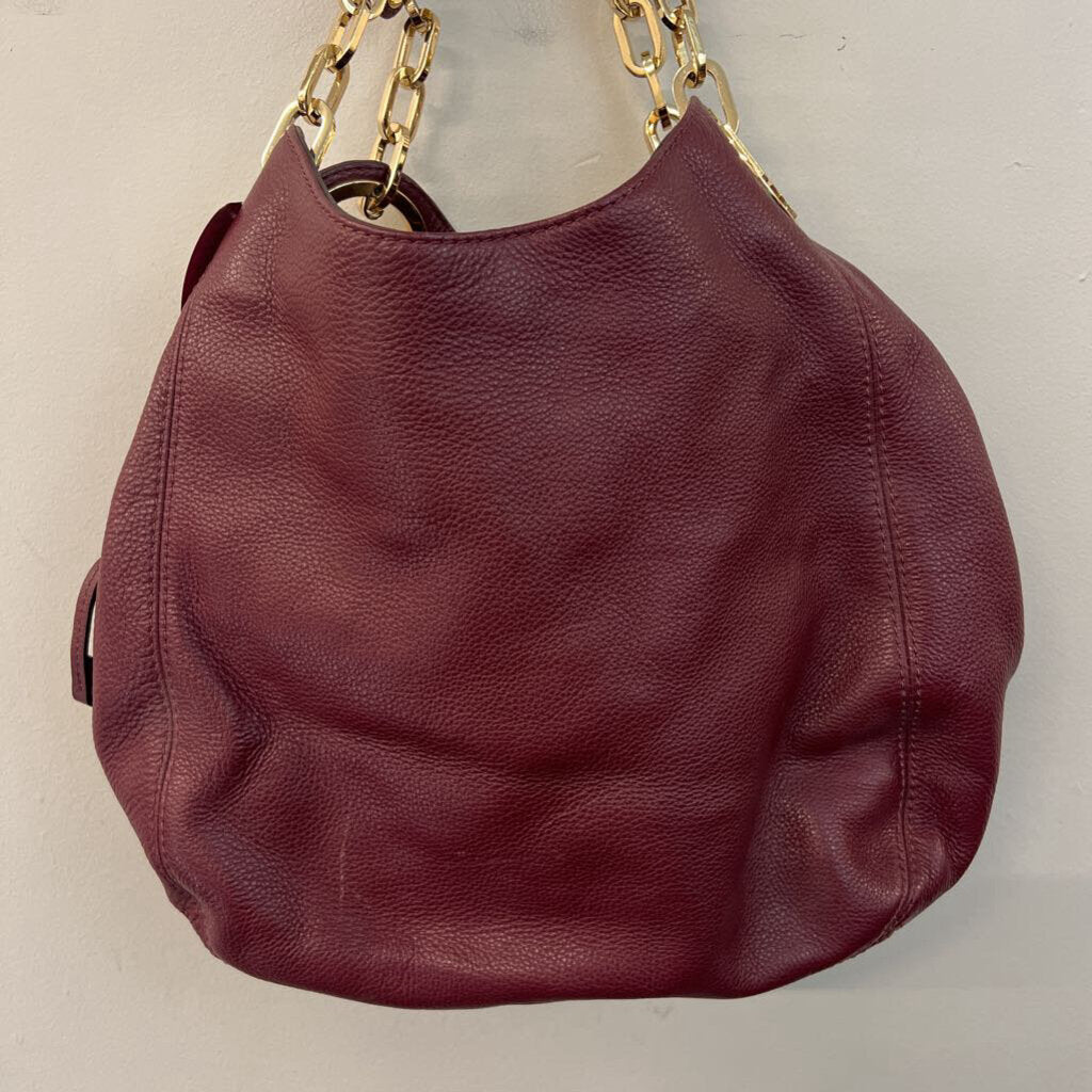 Michael Kors Burgundy Pebbled Leather Shoulder Purse