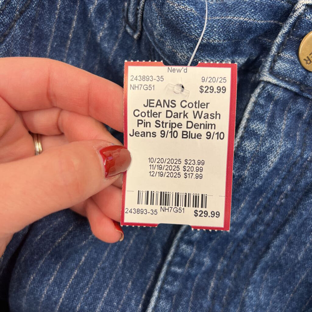 Cotler Dark Wash Pin Stripe Denim Jeans 9/10