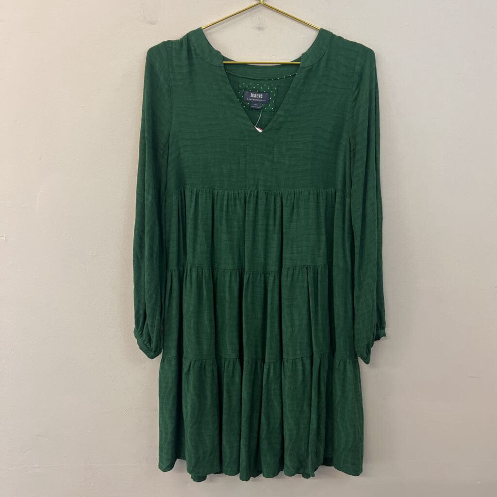 Maeve Green Print Long Sleeve Dress Extra Small