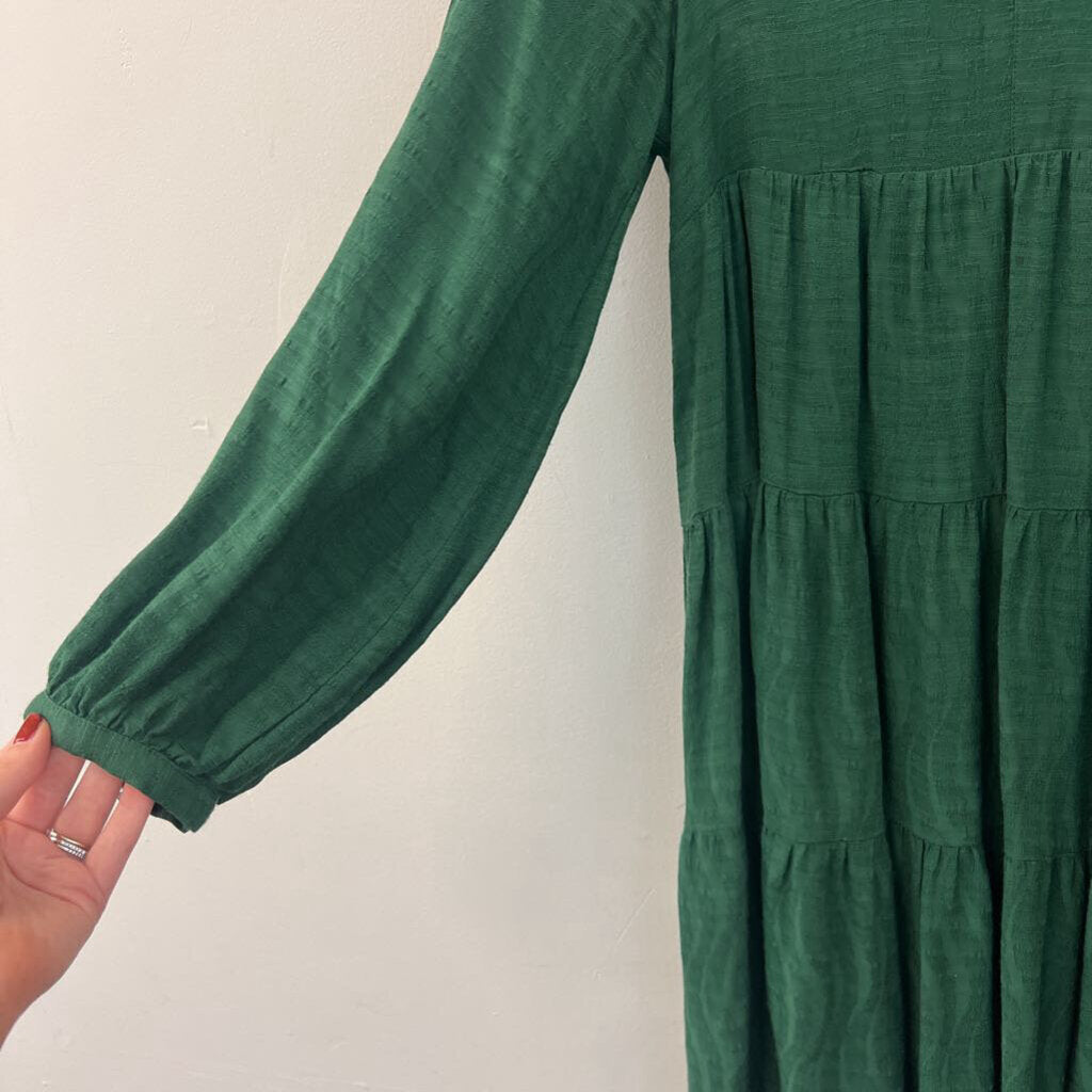 Maeve Green Print Long Sleeve Dress Extra Small