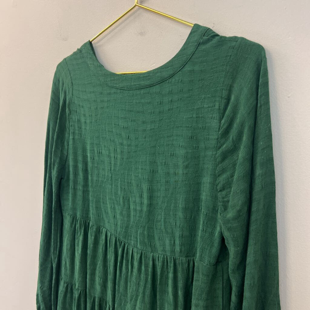 Maeve Green Print Long Sleeve Dress Extra Small