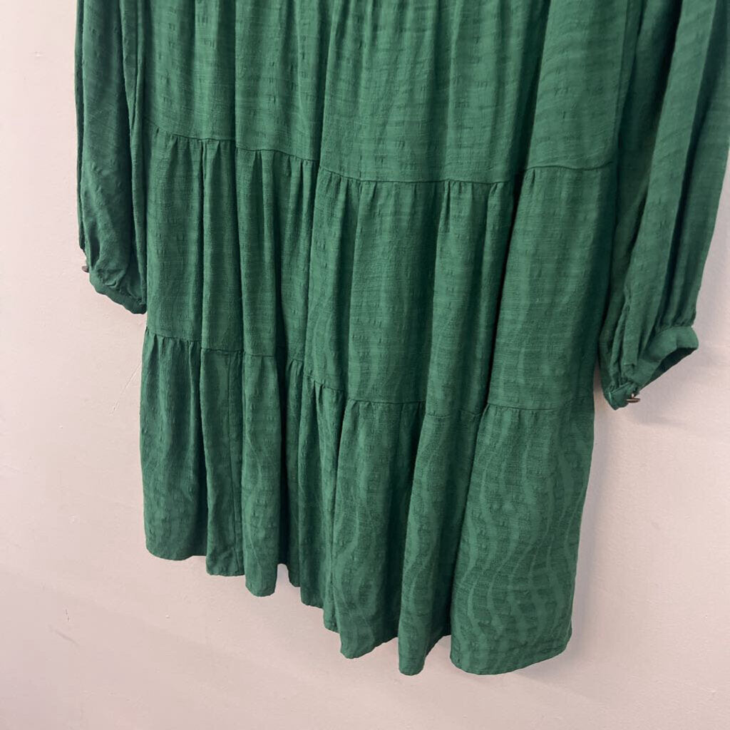 Maeve Green Print Long Sleeve Dress Extra Small