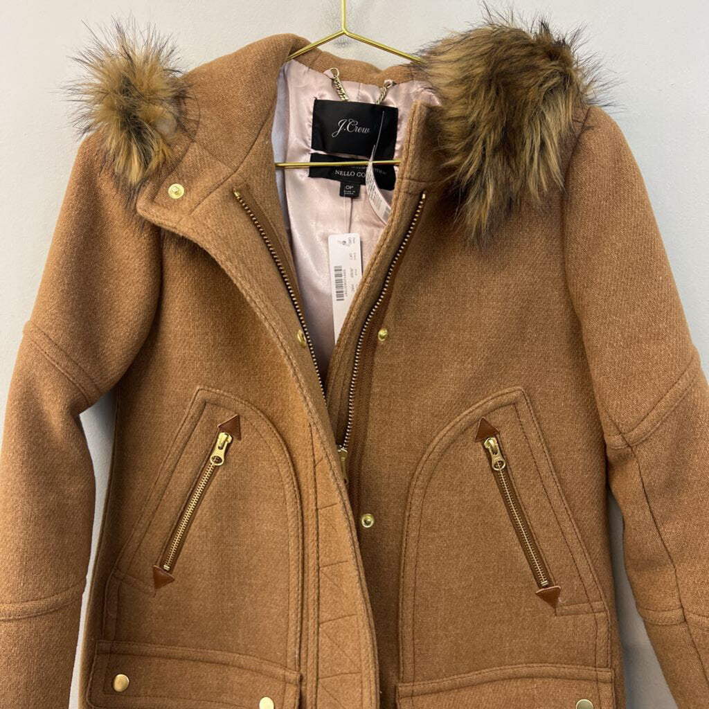 J Crew Brown Chateau Parka In Italian Stadium Cloth Jacket 0 Petite