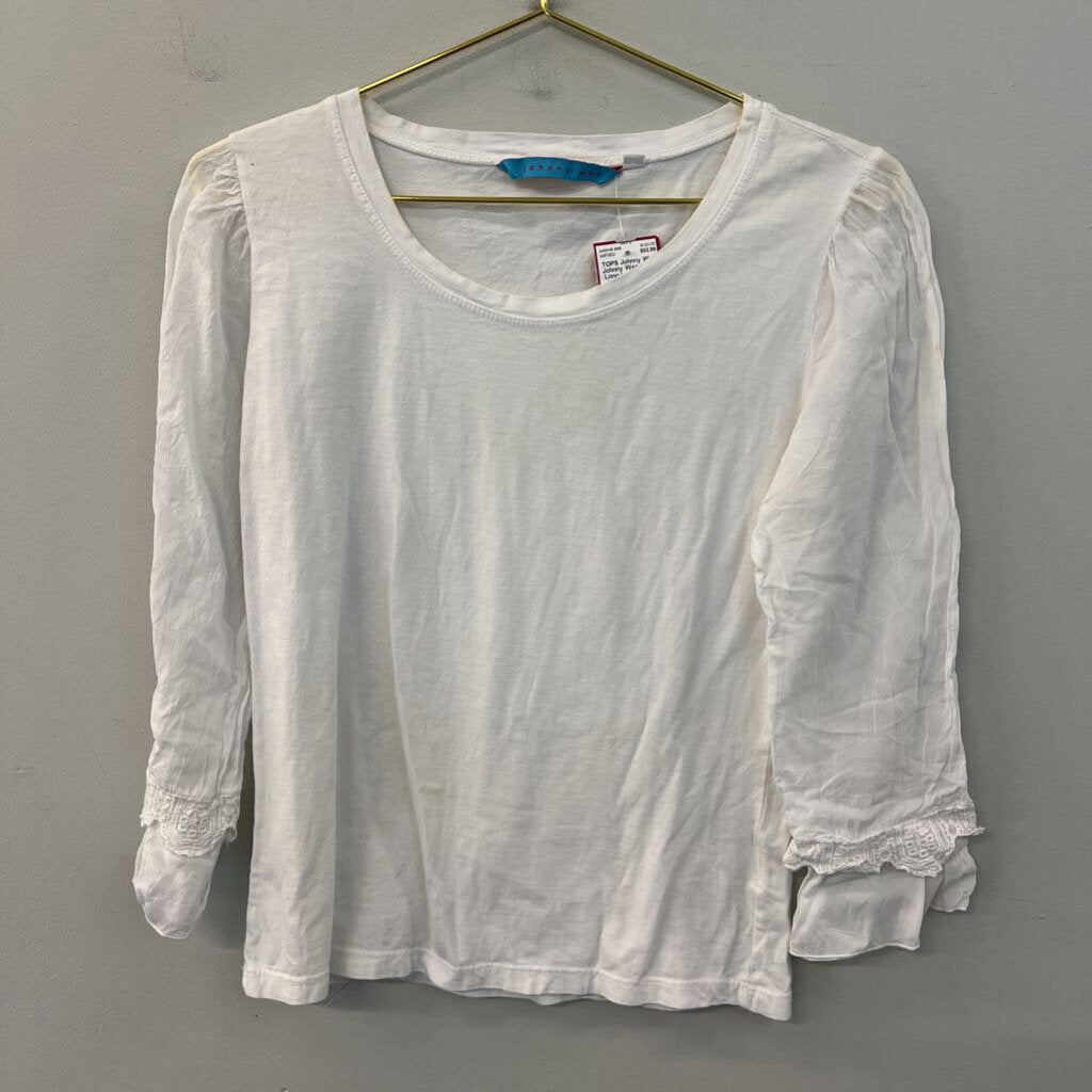 Johnny Was White Long Lace Sleeve Detail Top Small