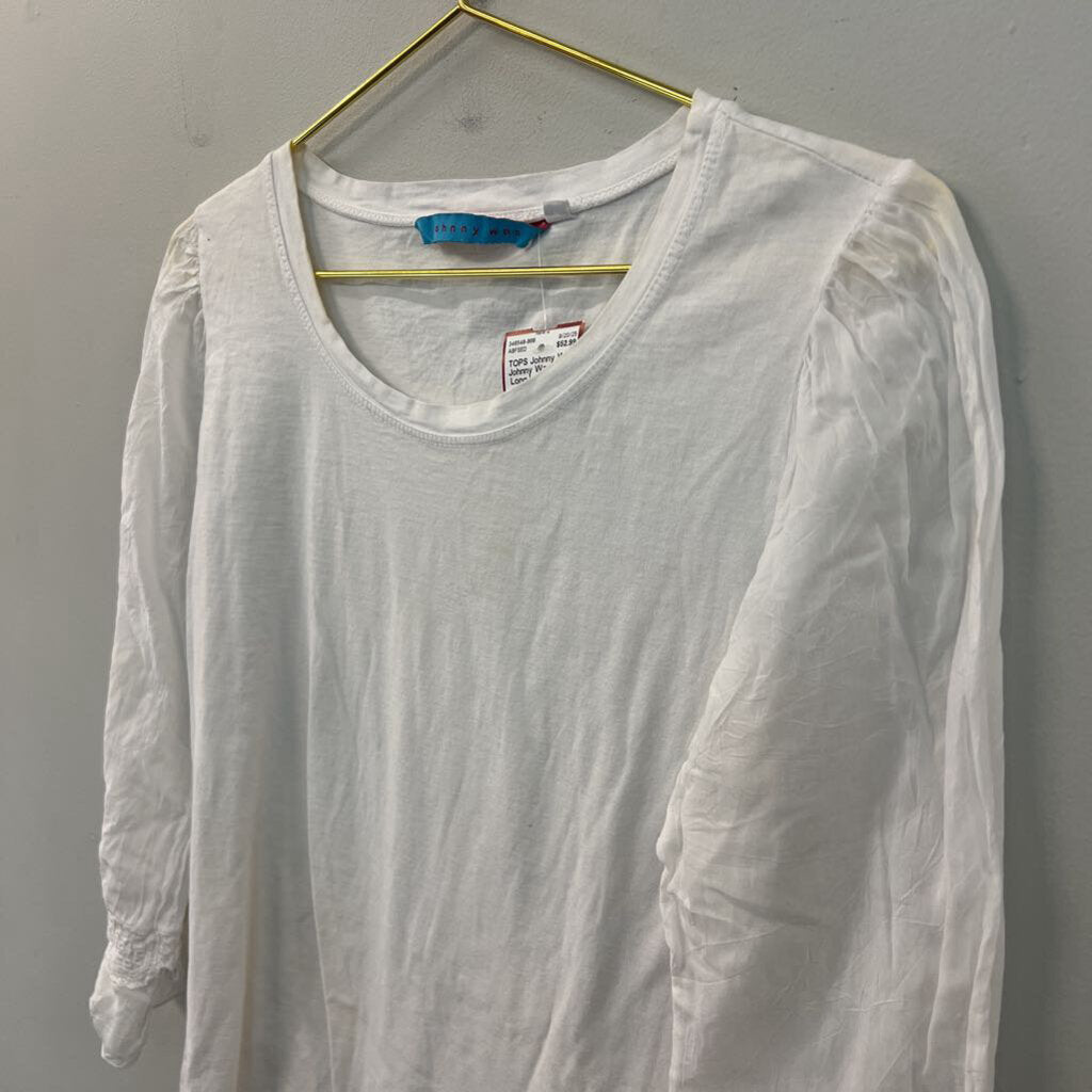 Johnny Was White Long Lace Sleeve Detail Top Small