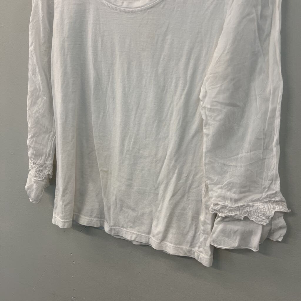 Johnny Was White Long Lace Sleeve Detail Top Small