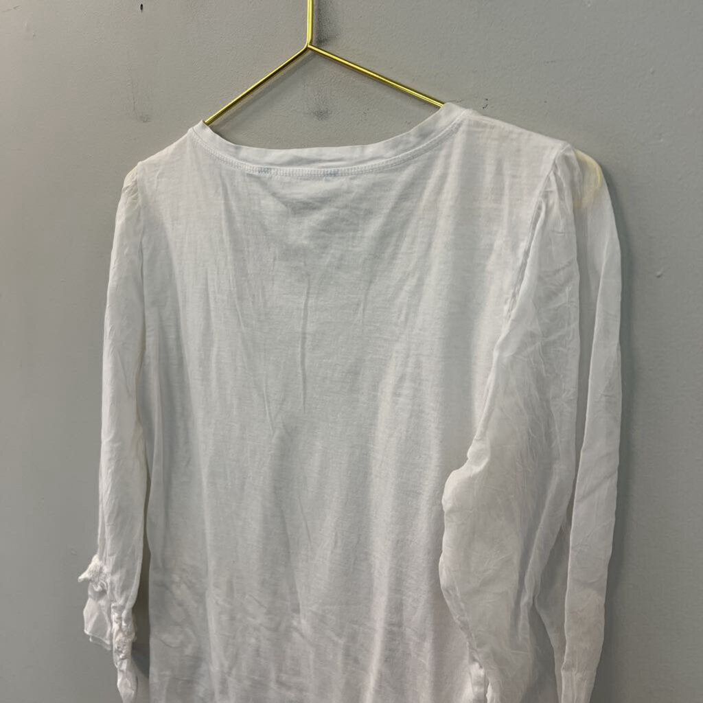 Johnny Was White Long Lace Sleeve Detail Top Small
