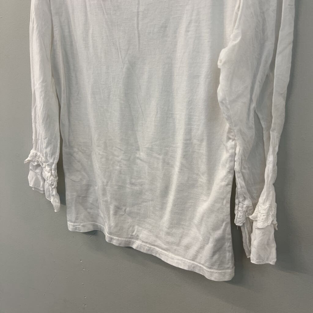 Johnny Was White Long Lace Sleeve Detail Top Small