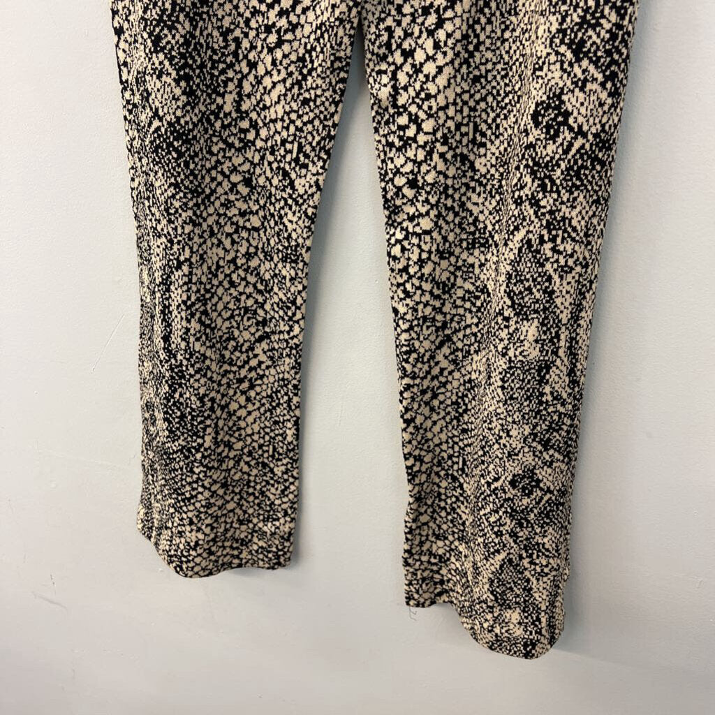 St John Collection Black/ Beige Print Knit Pull On Pants 8