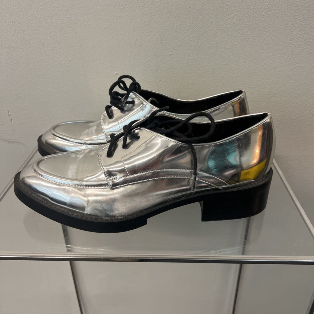 Zara Metallic Silver Oxford Shoes 41