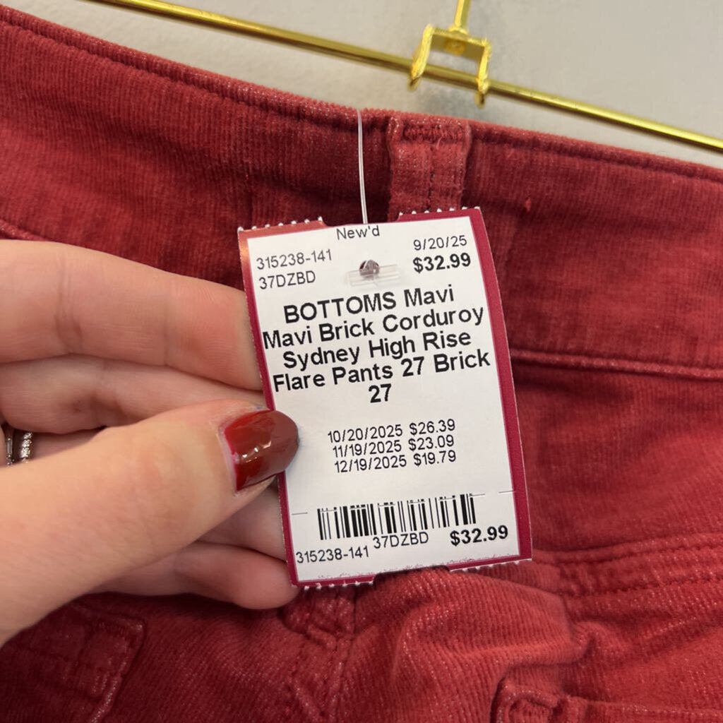 Mavi Brick Corduroy Sydney High Rise Flare Pants 27