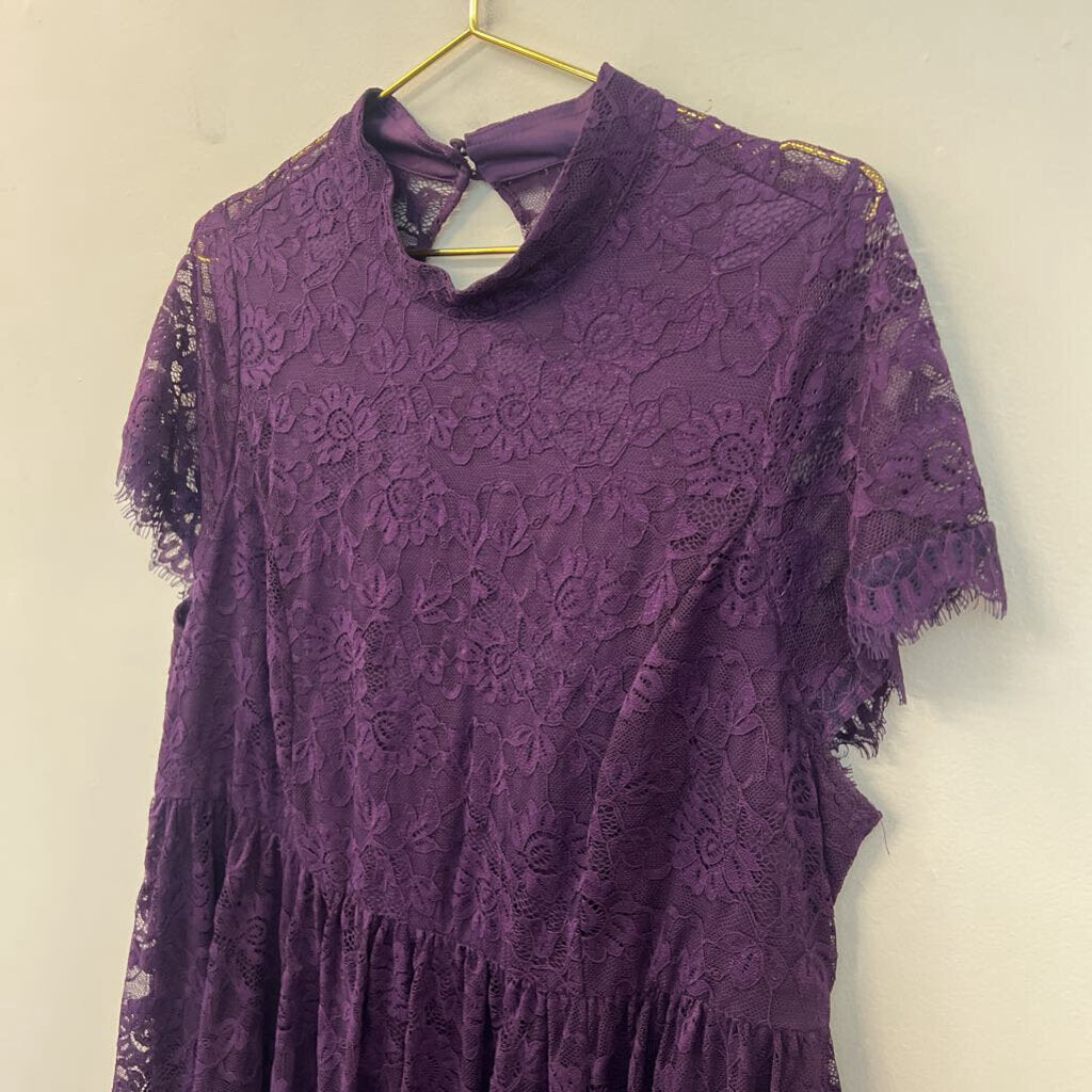 Torrid Purple Lace Short Sleeve Mock Neck Dress 18
