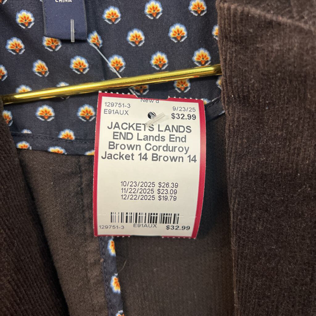 Lands End Brown Corduroy Jacket 14