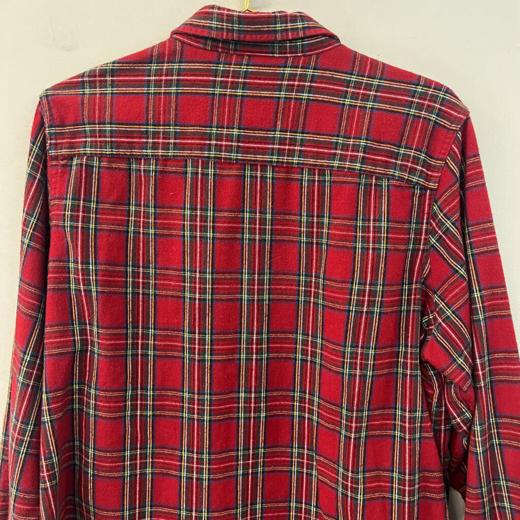 LL Bean Red/ Multi Plaid Long Sleeve Button Down Top Extra Large