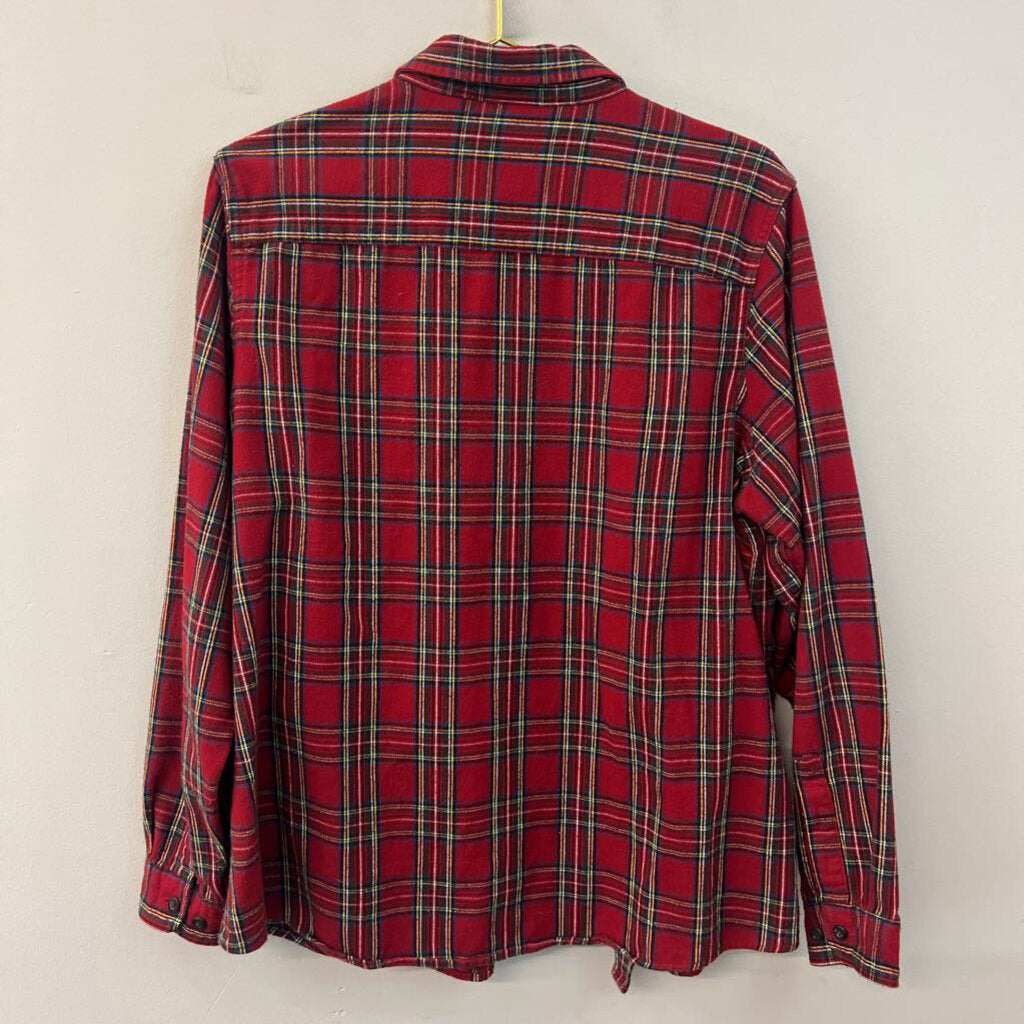 LL Bean Red/ Multi Plaid Long Sleeve Button Down Top Extra Large