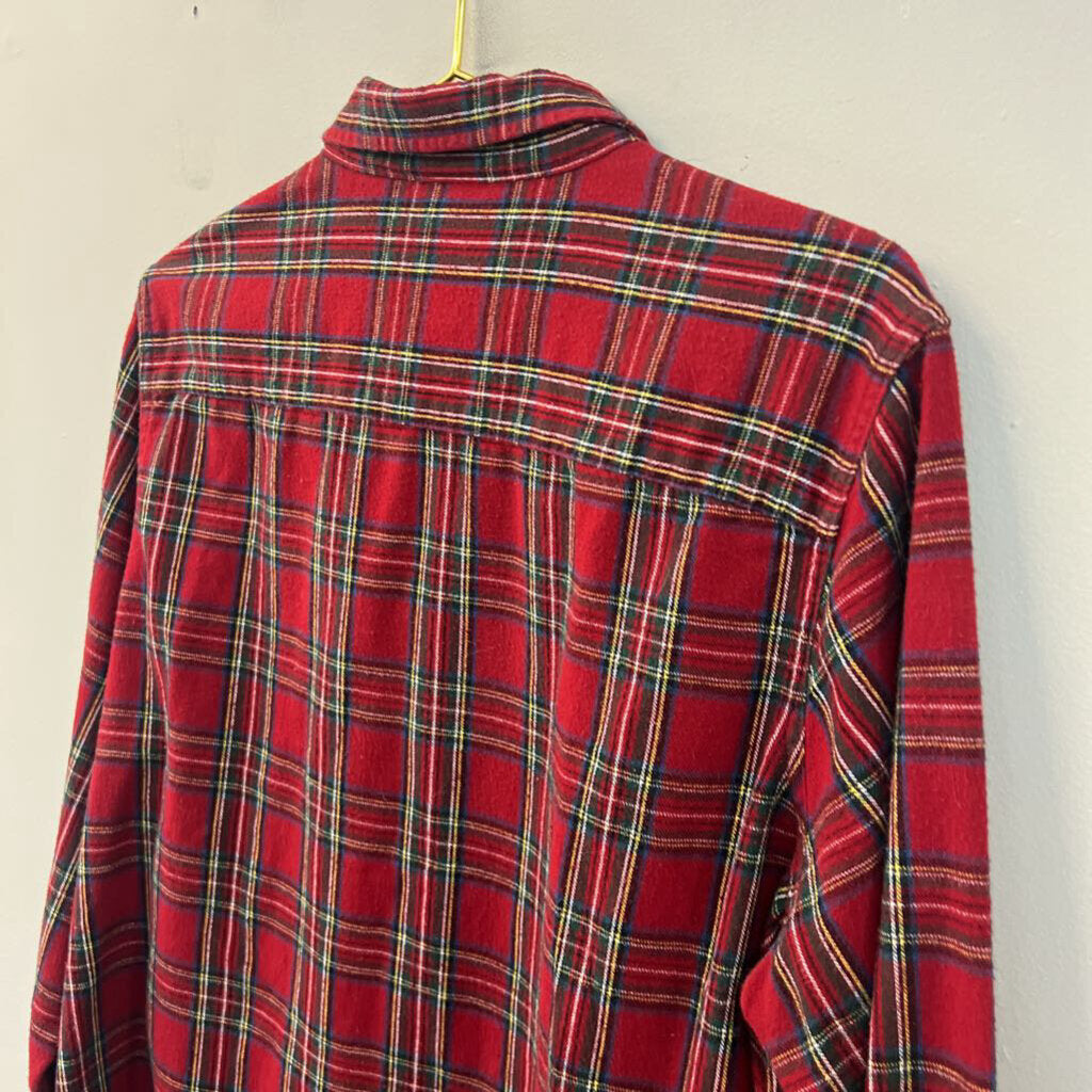 LL Bean Red/ Multi Plaid Long Sleeve Button Down Top Extra Large