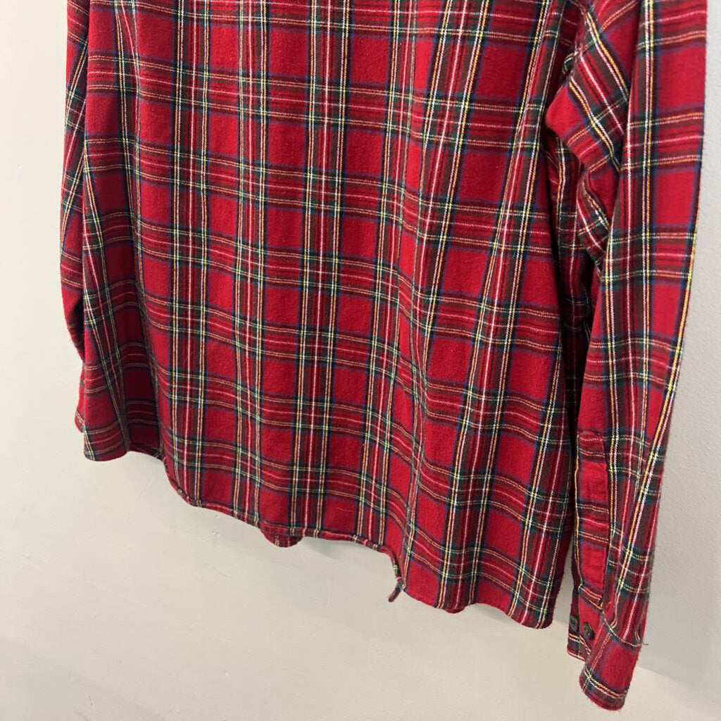 LL Bean Red/ Multi Plaid Long Sleeve Button Down Top Extra Large