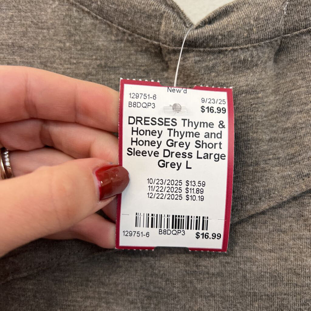 Thyme and Honey Grey Short Sleeve Dress Large