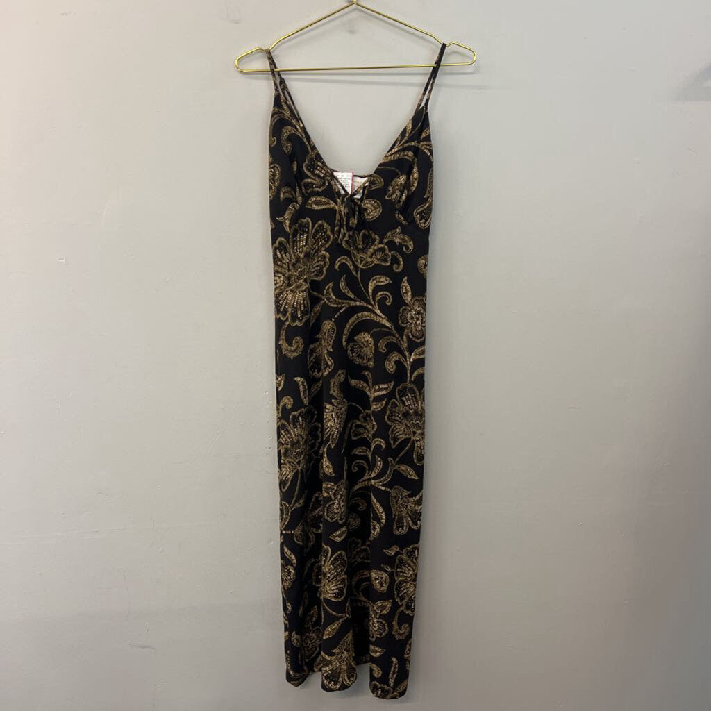 Monteau Black/ Beige Print Midi Dress Small