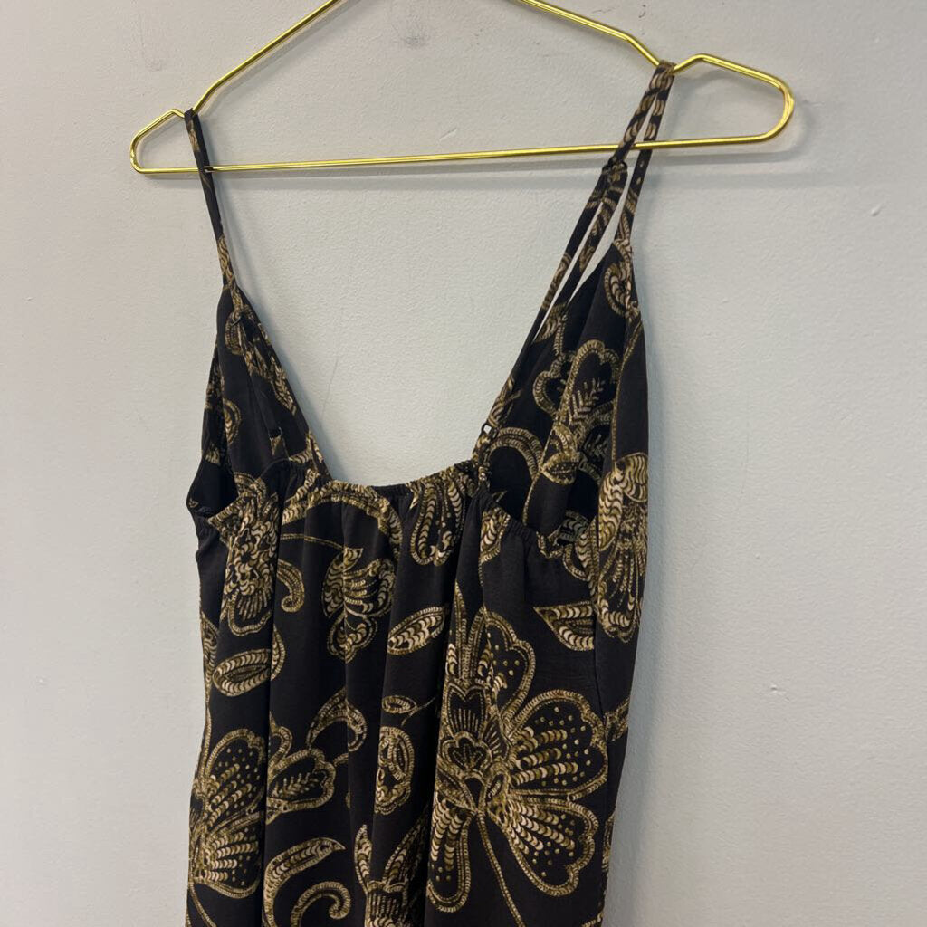Monteau Black/ Beige Print Midi Dress Small