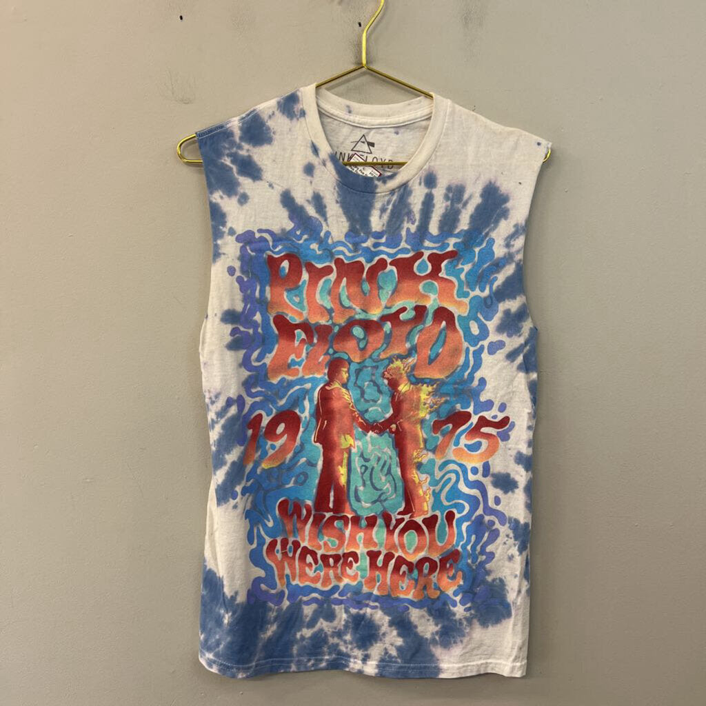 Pink Floyd White/ Blue Tie Dye Sleeveless Graphic Tee Small