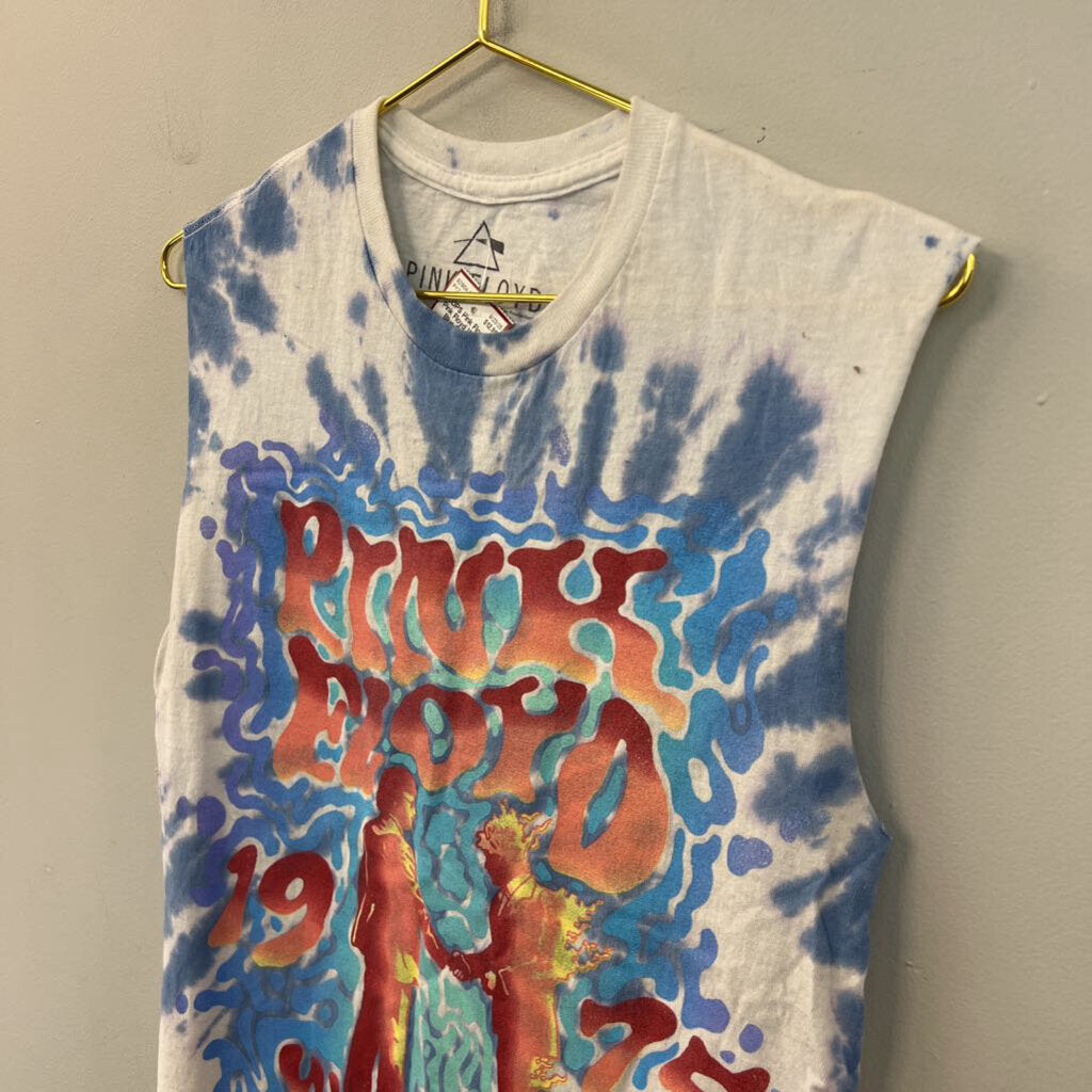 Pink Floyd White/ Blue Tie Dye Sleeveless Graphic Tee Small