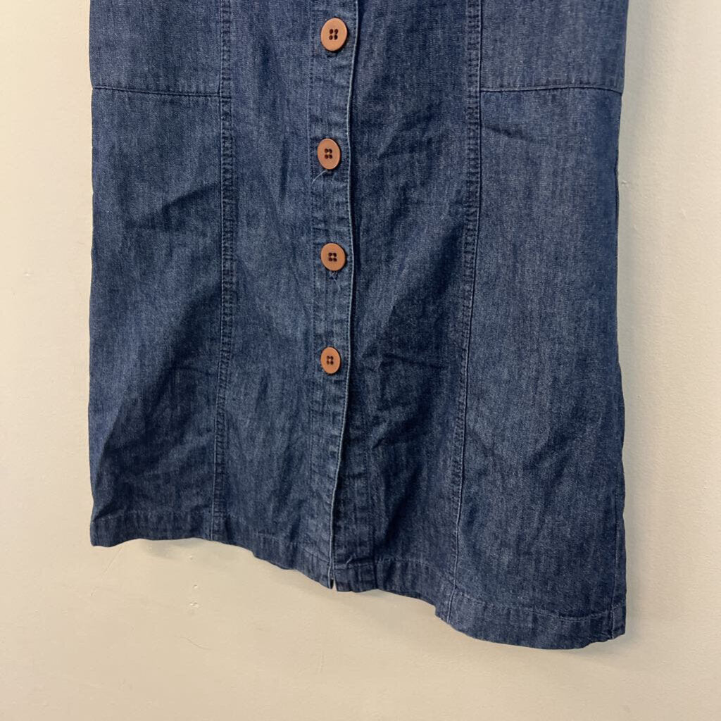 Blue Chambray Button Front Midi Skirt Small