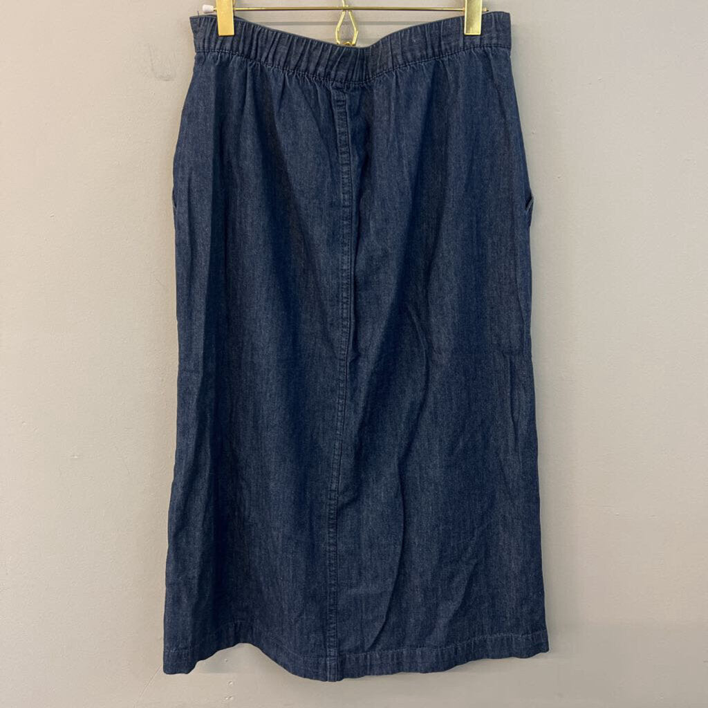 Blue Chambray Button Front Midi Skirt Small