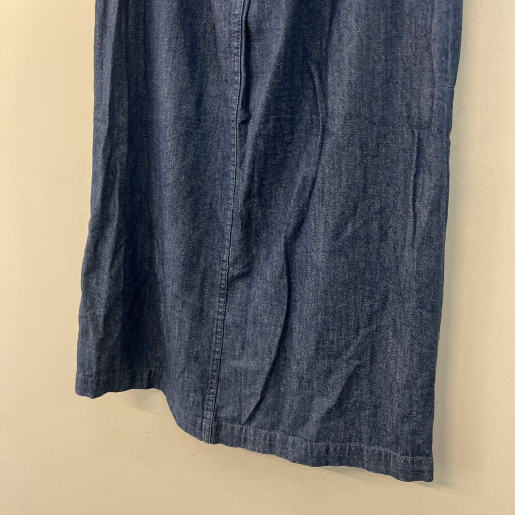 Blue Chambray Button Front Midi Skirt Small