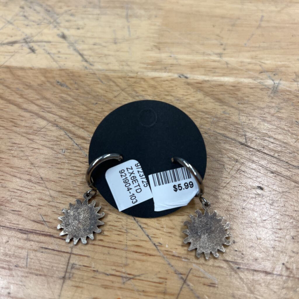 Silver Sun Dangle Earrings