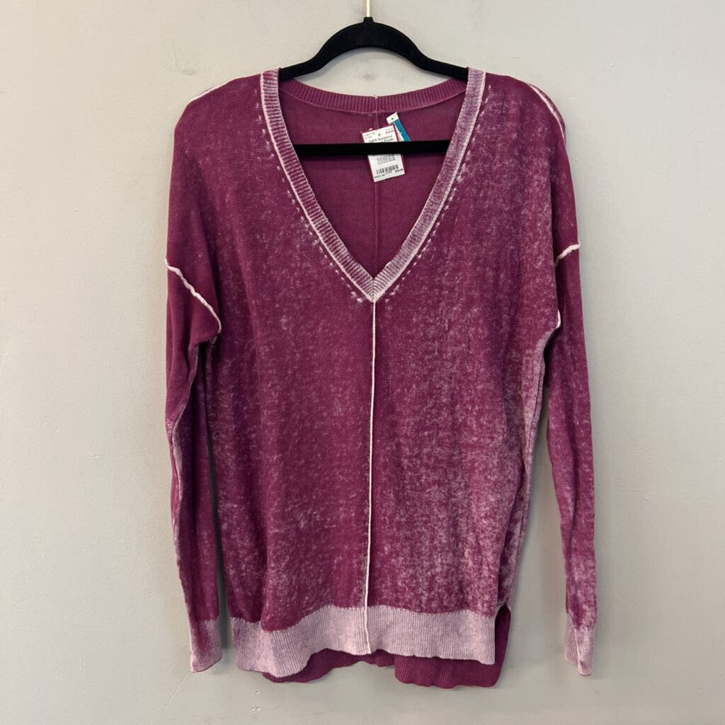Sundance Purple Knit V Neck Sweater Top Extra Small