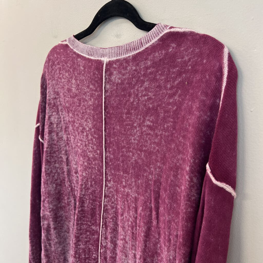 Sundance Purple Knit V Neck Sweater Top Extra Small