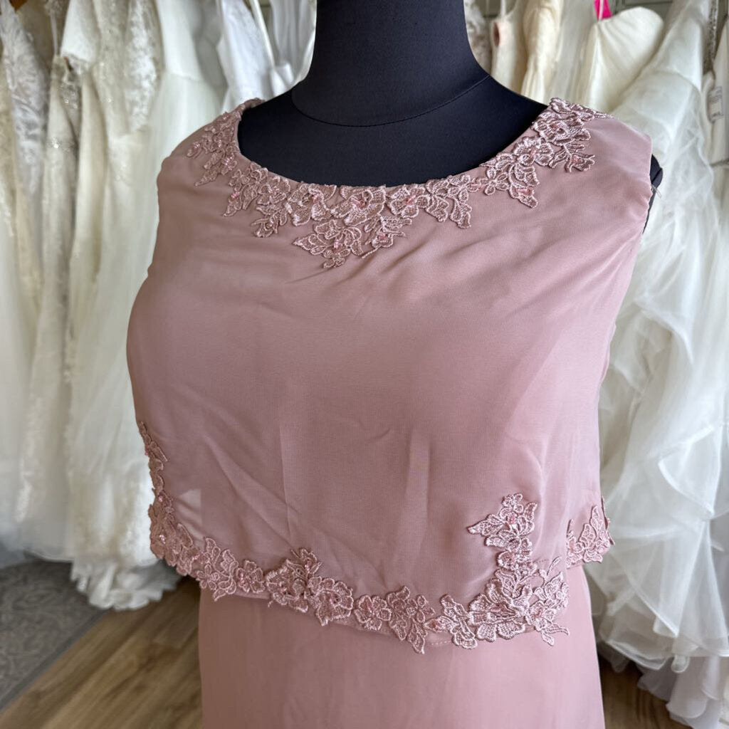 Blush Pink Lace Detail Dress/ Jacket Long Formal Set 24