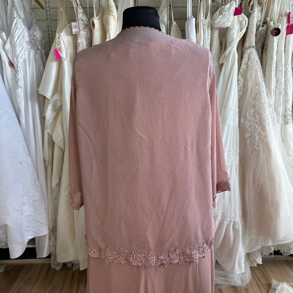 Blush Pink Lace Detail Dress/ Jacket Long Formal Set 24