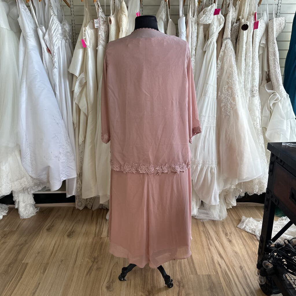 Blush Pink Lace Detail Dress/ Jacket Long Formal Set 24