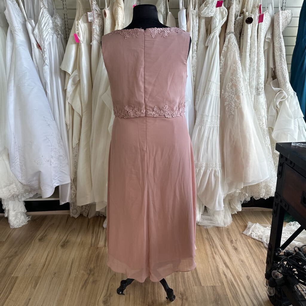 Blush Pink Lace Detail Dress/ Jacket Long Formal Set 24