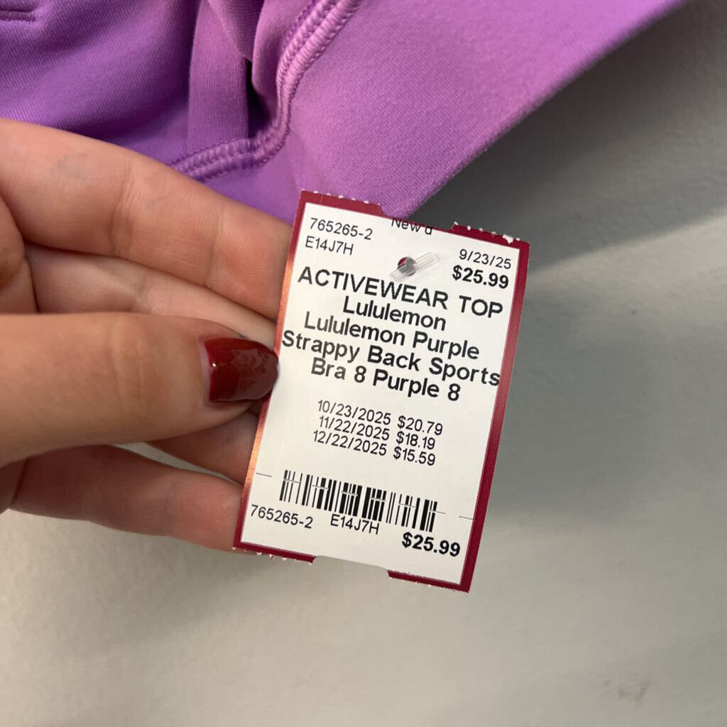 Lululemon Purple Strappy Back Sports Bra 8