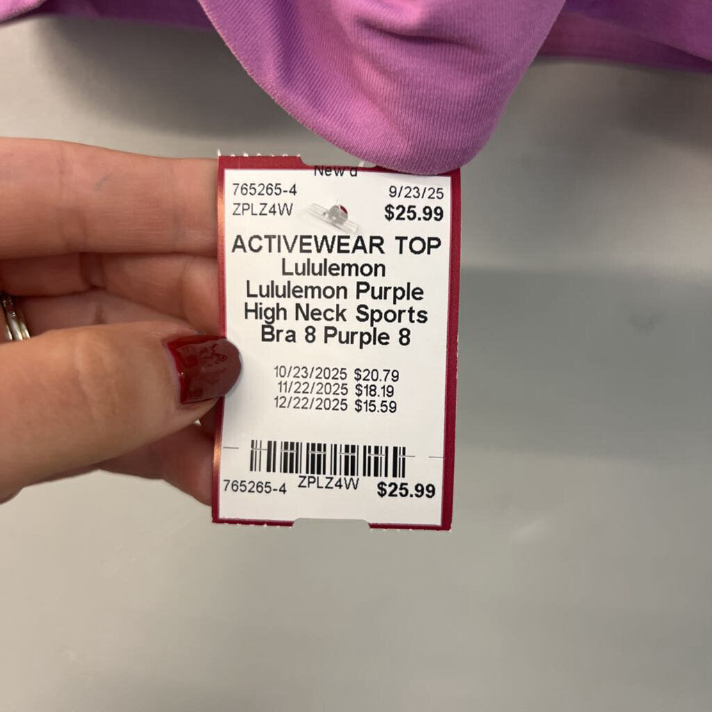 Lululemon Purple High Neck Sports Bra 8