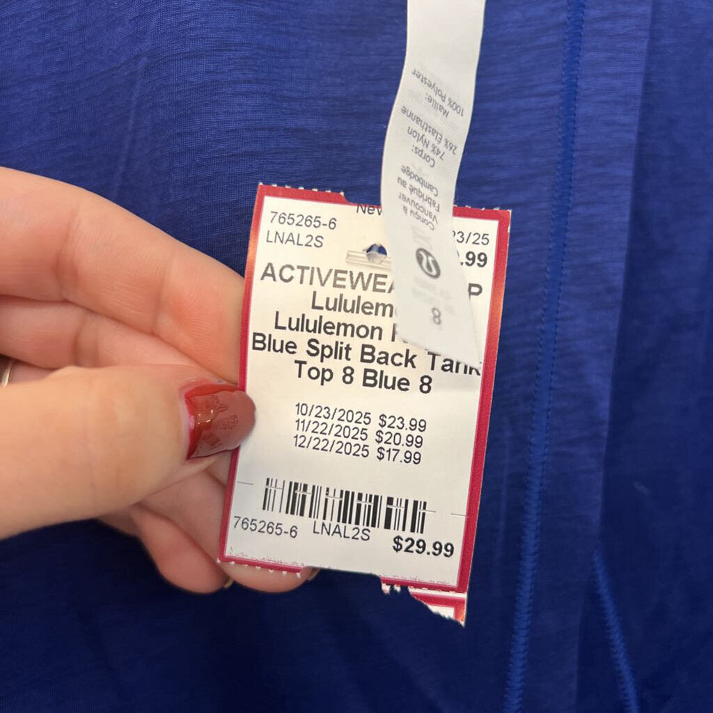 Lululemon Royal Blue Split Back Tank Top 8